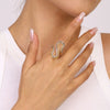 Wholesale Women's Stainless Steel Ring With Quiet Design Sense Gold And Silver Color Matching Double S Shaped Adjustable Opening Geometric Styling And Electroplating