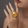Wholesale Women's 316L Stainless Steel Ring With Roman Pattern And Digital Casting Pvd Goldplated
