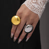 Wholesale Women's 316L Stainless Steel Ring With Roman Pattern And Digital Casting Pvd Goldplated