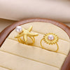 Wholesale Women's Stainless Steel Ring With Shell Marine Elements Imitation Pearl Starfish For Summer Beach Resort Electroplated