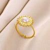 Wholesale Women's Stainless Steel Ring With Shell Marine Elements Imitation Pearl Starfish For Summer Beach Resort Electroplated