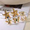 Wholesale Women's Stainless Steel Ring With Starfish And Butterfly Patterns Electroplated
