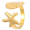 Wholesale Women's Stainless Steel Ring With Starfish Leaf Animal And Zodiac Patterns Electroplated