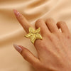 Wholesale Women's Stainless Steel Ring With Starfish Leaf Animal And Zodiac Patterns Electroplated