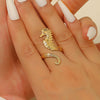 Wholesale Women's Stainless Steel Ring With Starfish Leaf Animal And Zodiac Patterns Electroplated