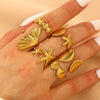 Wholesale Women's Stainless Steel Ring With Starfish Leaf Animal And Zodiac Patterns Electroplated