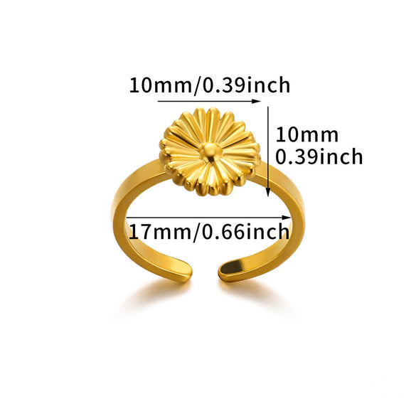 Wholesale Women's Stainless Steel Ring With Sunflower Bow And Star Design And Electroplating Treatment