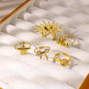 Wholesale Women's Stainless Steel Ring With Sunflower Bow And Star Design And Electroplating Treatment