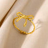 Wholesale Women's Stainless Steel Ring With Sunflower Bow And Star Design And Electroplating Treatment