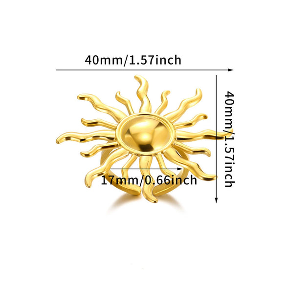 Wholesale Women's Stainless Steel Ring With Sunflower Bow And Star Design And Electroplating Treatment