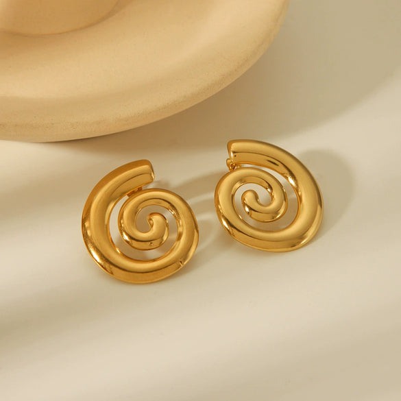 Wholesale Women's Stainless Steel Rotating Geometric Mosquito Incense Plate Pattern Electroplated Earrings