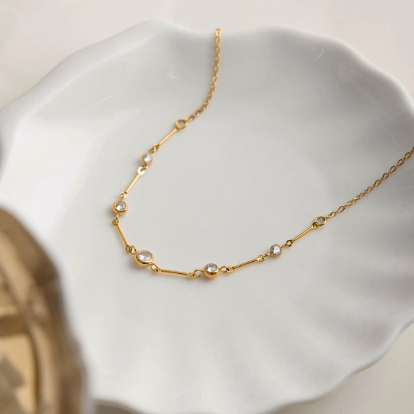Wholesale Women's Stainless Steel Round Beads Necklace With Electroplating Design Classic Fashion