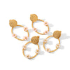 Wholesale Women's Stainless Steel Round Flower Geometric Pattern Electroplated Earrings