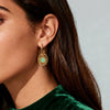 Wholesale Women's Stainless Steel Round Hollow Zircon Geometric Sunflower Pvd Furnace Vacuum Real Gold Plated Earrings