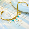 Wholesale Women's Stainless Steel Round Plate Pendant With Blueeyed Pattern And Electroplated Titanium Steel Chain Metal Bracelet