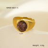 Wholesale Women's Stainless Steel Round Ring Inlaid With Natural Stone Electroplated Joker Fashion Style