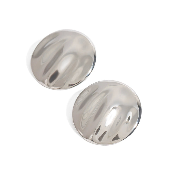 Wholesale Women's Stainless Steel Round Wave Original Design Electroplated Earrings