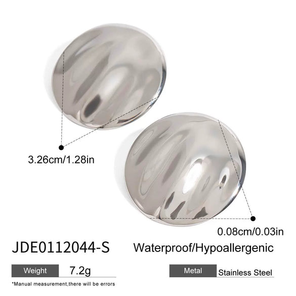 Wholesale Women's Stainless Steel Round Wave Original Design Electroplated Earrings