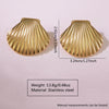 Wholesale Women's Stainless Steel Scallop Geometric Earrings With Marine Element Striped Design And Electroplating Treatment