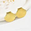 Wholesale Women's Stainless Steel Scallop Geometric Earrings With Marine Element Striped Design And Electroplating Treatment