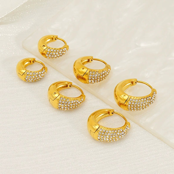 Wholesale Women's 316L Stainless Steel Semioval Geometric Style Electroplated Earrings