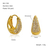 Wholesale Women's 316L Stainless Steel Semioval Geometric Style Electroplated Earrings
