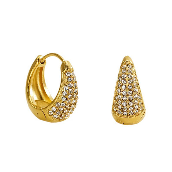 Wholesale Women's 316L Stainless Steel Semioval Geometric Style Electroplated Earrings