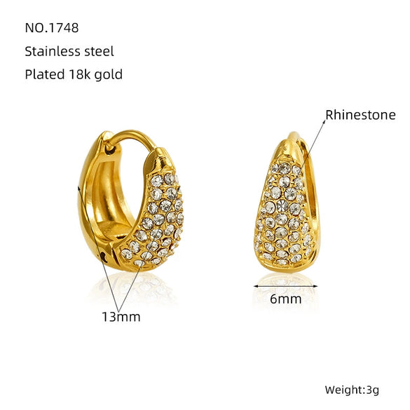 Wholesale Women's 316L Stainless Steel Semioval Geometric Style Electroplated Earrings