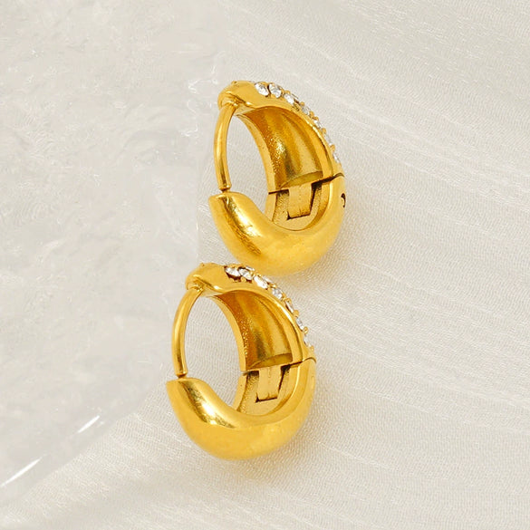 Wholesale Women's 316L Stainless Steel Semioval Geometric Style Electroplated Earrings