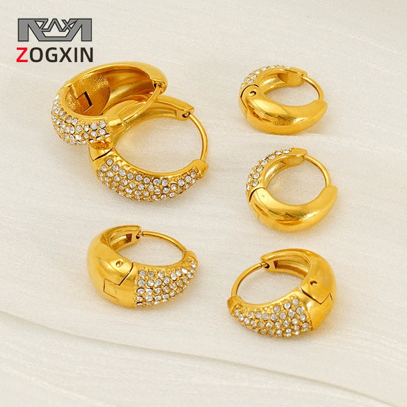 Wholesale Women's 316L Stainless Steel Semioval Geometric Style Electroplated Earrings