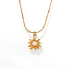 Wholesale Women's Stainless Steel Shell Beads Geometric Collarbone Necklace Jewelry 18K Gold Plated