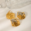 Wholesale Women's Stainless Steel Shell Earrings With Geometric Pattern And Electroplating Design In Natural Style