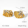 Wholesale Women's Stainless Steel Shell Earrings With Geometric Pattern And Electroplating Design In Natural Style