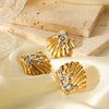 Wholesale Women's Stainless Steel Shell Earrings With Geometric Pattern And Electroplating Design In Natural Style
