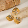 Wholesale Women's Stainless Steel Shell Earrings With Geometric Pattern And Electroplating Design In Natural Style