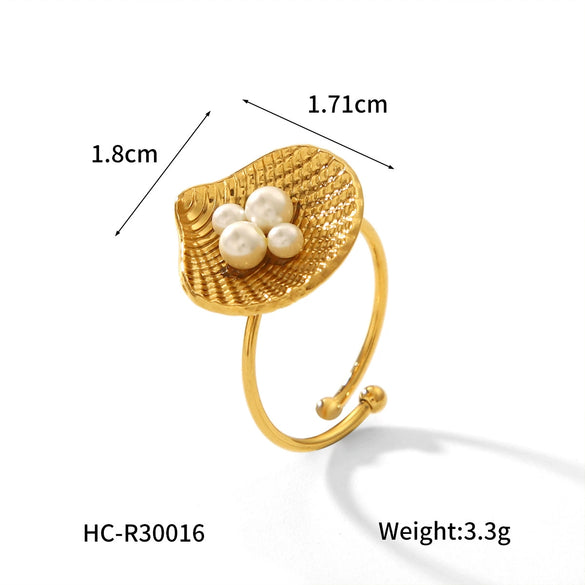 Wholesale Women's Stainless Steel Shell Open Ring With Geometric Style And Electroplating