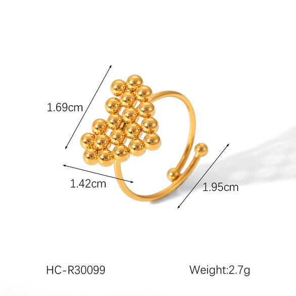 Wholesale Women's Stainless Steel Shell Open Ring With Geometric Style And Electroplating