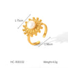 Wholesale Women's Stainless Steel Shell Open Ring With Geometric Style And Electroplating
