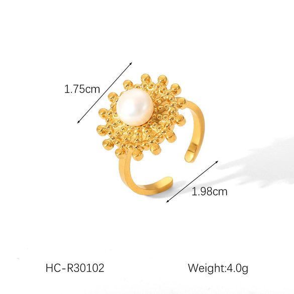 Wholesale Women's Stainless Steel Shell Open Ring With Geometric Style And Electroplating