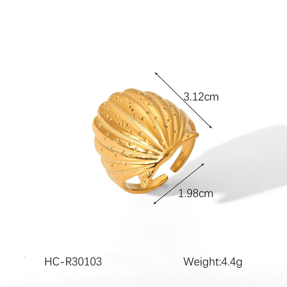 Wholesale Women's Stainless Steel Shell Open Ring With Geometric Style And Electroplating