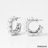 Wholesale Women's 316 Stainless Steel Shell Pearl Inlaid C Shaped Electroplated High End Fashion Earrings