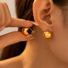 Wholesale Women's 316L Stainless Steel Simple Cold Style Semiround Hollow Geometric Electroplated Ball Earrings