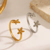 Wholesale Women's Stainless Steel Simple Flower Ring 18K Gold Plated With Electroplating