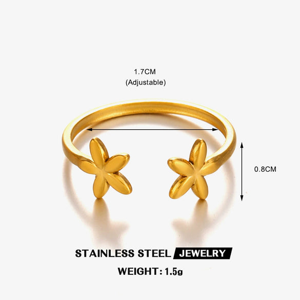 Wholesale Women's Stainless Steel Simple Flower Ring 18K Gold Plated With Electroplating