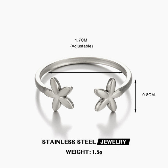 Wholesale Women's Stainless Steel Simple Flower Ring 18K Gold Plated With Electroplating