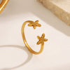 Wholesale Women's Stainless Steel Simple Flower Ring 18K Gold Plated With Electroplating
