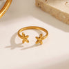 Wholesale Women's Stainless Steel Simple Flower Ring 18K Gold Plated With Electroplating