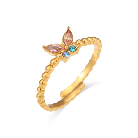 Wholesale Women's Stainless Steel Simple Geometric Butterfly Adjustable Ring Jewelry With Electroplating