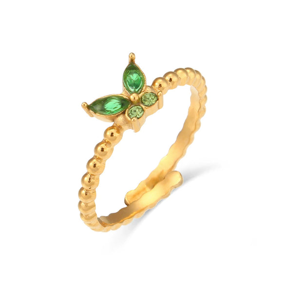 Wholesale Women's Stainless Steel Simple Geometric Butterfly Adjustable Ring Jewelry With Electroplating