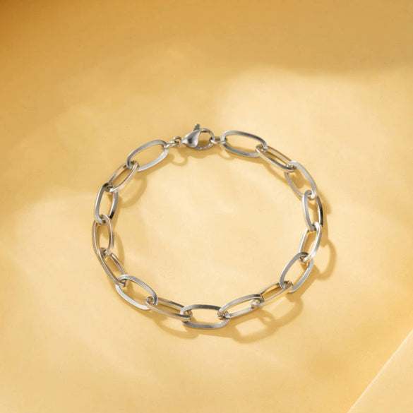 Wholesale Women's Stainless Steel Simple Geometric Square And Oval Chain Handmade Bracelet